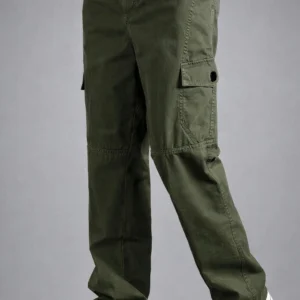 green solid baggy fit stylish corduroy cargo pant