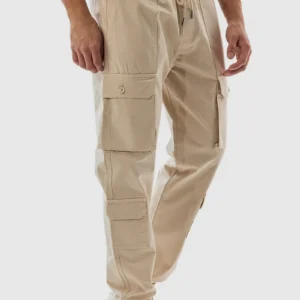light beige regular fit cotton cargo pant