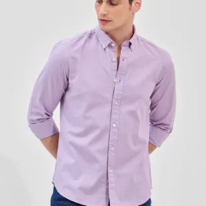 lavender linen blend shirt