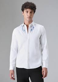white embroidered shirt