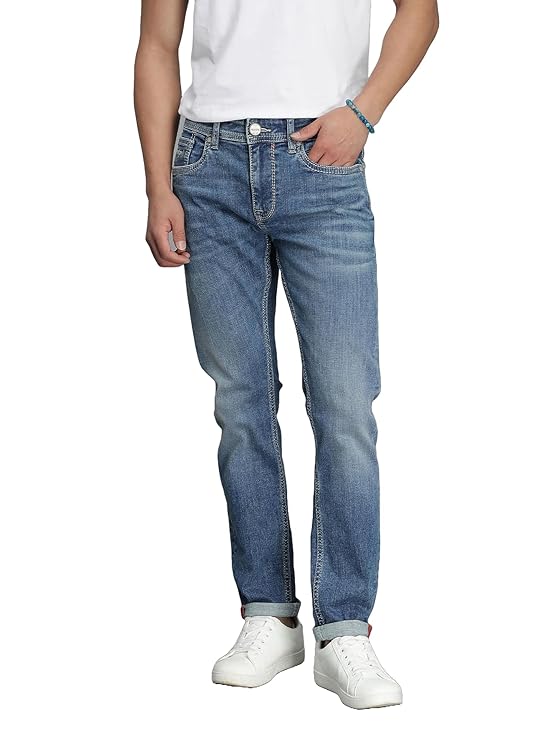 dk blue 5 pocket mid rise slim straight fit jeans dk blue 5 pocket mid rise slim straight fit jeans