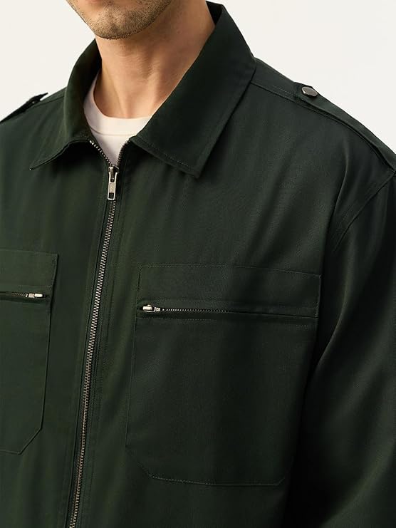 olive structured zipper overshirt olive structured zipper overshirt