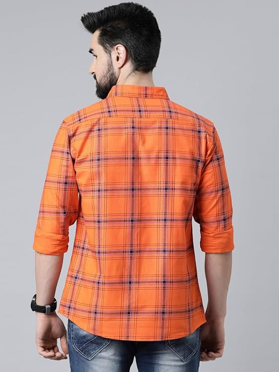 orange spray checks shirt orange spray checks shirt