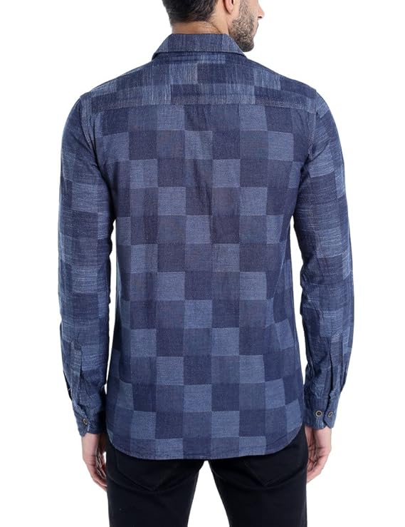 navy structured checked shirt navy structured checked shirt
