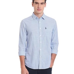 vertical stripe cotton causal shirt