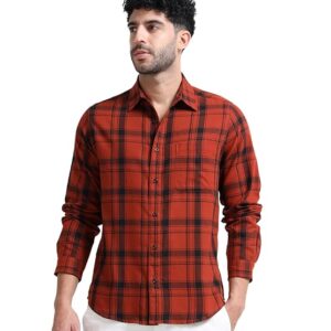 orange rust cotton oxford shirt