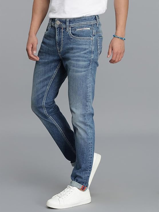 dk blue 5 pocket mid rise slim straight fit jeans dk blue 5 pocket mid rise slim straight fit jeans