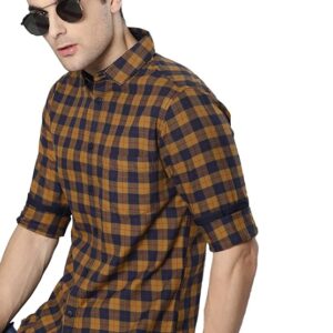 mustard abstract print flowy shirt