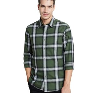 olive twill checks shirt