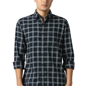 navy checks shirt with pocket