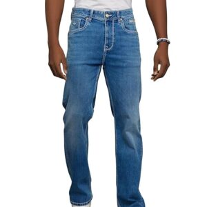 dk blue 5 pocket midrise loose fit jeans