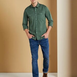 olive ombre checks shirt
