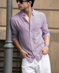 lavender slub textured shirt