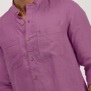 lavender double pocket linen shirt