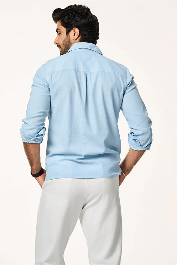 dusty blue linen blend shirt dusty blue linen blend shirt