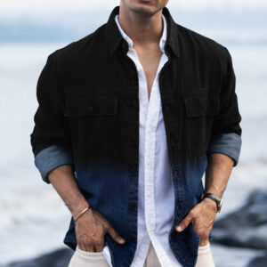 black ombre denim shirt