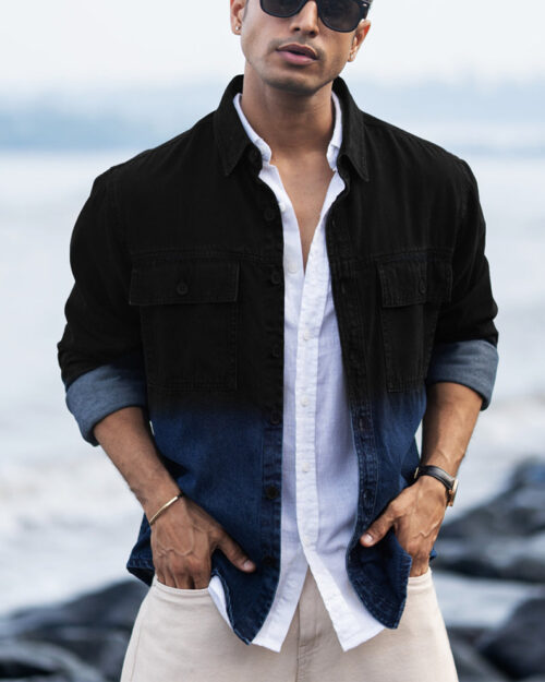 black ombre denim shirt