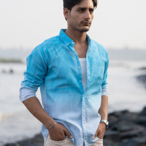 Home blue sprayed stripe shirt