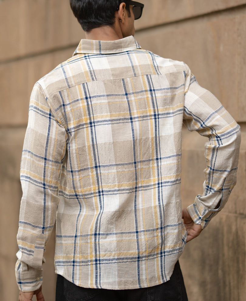beige lightweight structure checks shirt beige lightweight structure checks shirt
