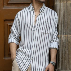 premium white linen blend shirts for men