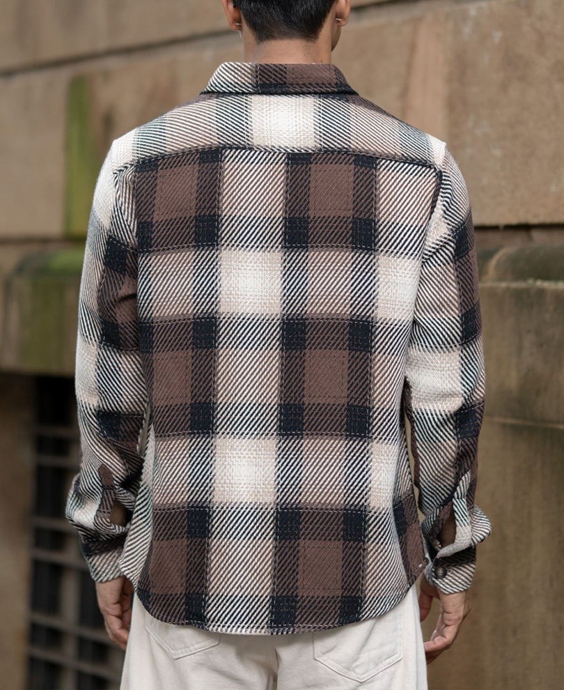 brown twill check shirt brown twill check shirt