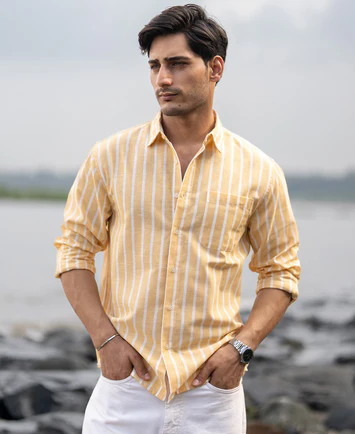 yellow cotton blend stripe shirt yellow cotton blend stripe shirt