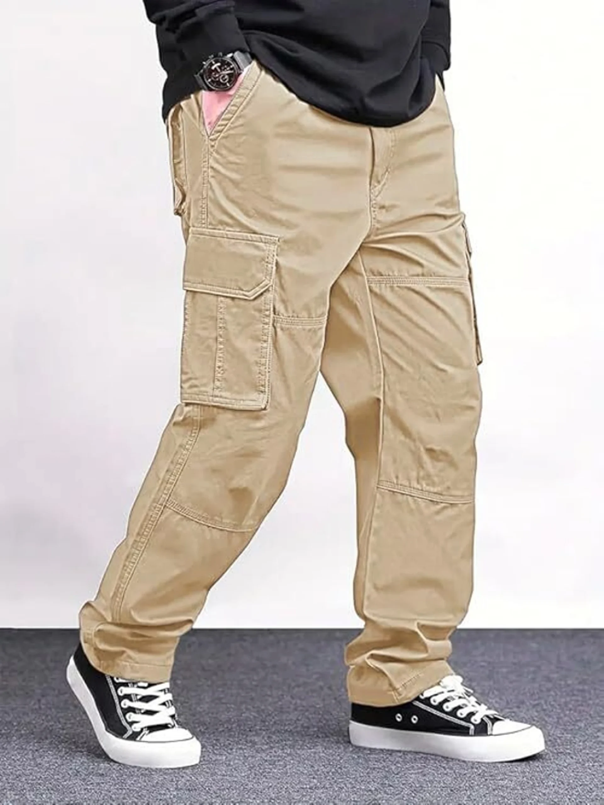 khaki solid baggy fit stylish corduroy cargo pant khaki solid baggy fit stylish corduroy cargo pant
