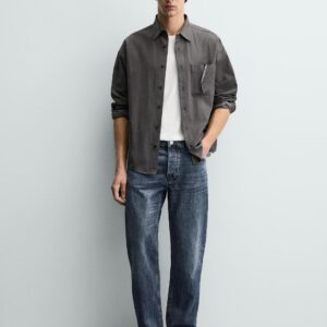 dark blue 5 pocket mid rise loose boot leg stretch jeans