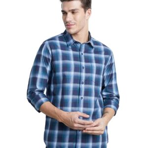 navy structure checks shirt