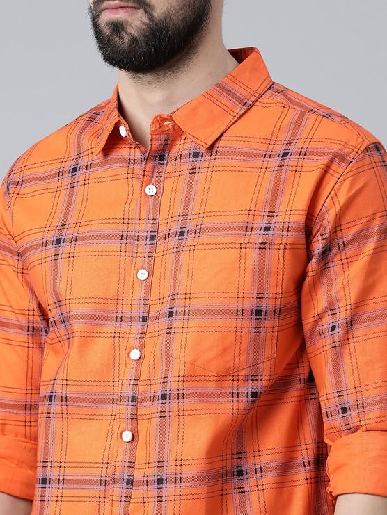 orange spray checks shirt orange spray checks shirt