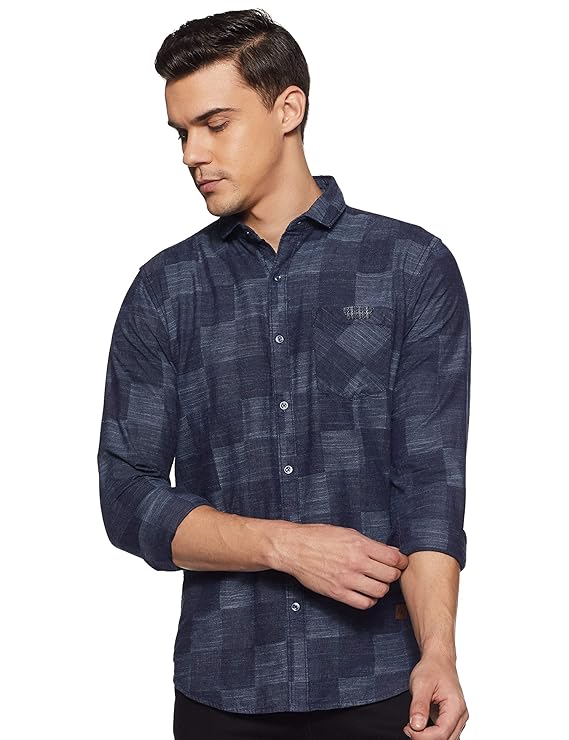 navy structured checked shirt navy structured checked shirt