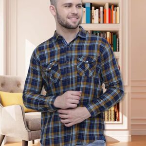 mustard brushed checks shirt