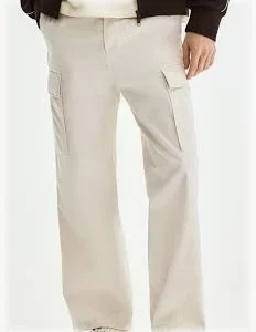 cream regular fit pocket cargo pant