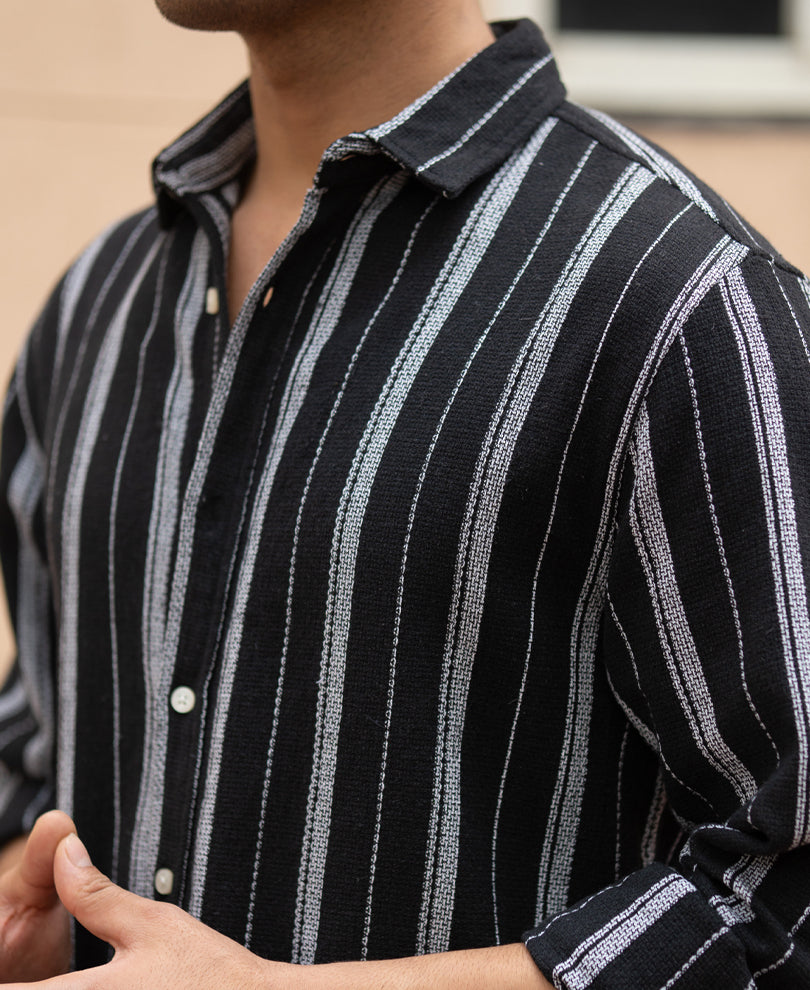 black structured stripe shirt black structured stripe shirt