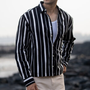 Home black lightweight striped shirt