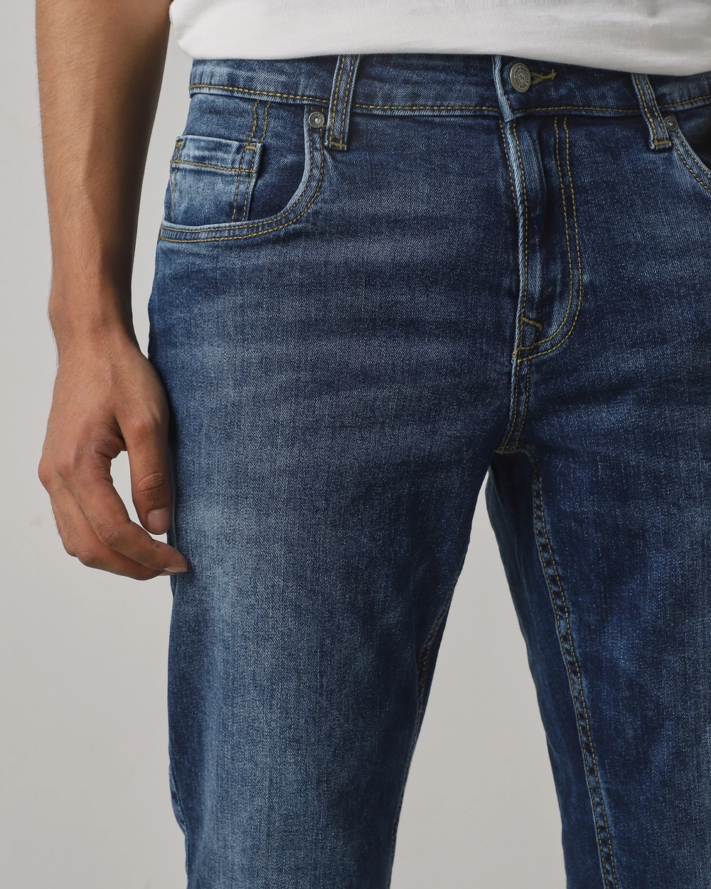 dark blue 5 pocket low rise tapered ankle length stretch jeans dark blue 5 pocket low rise tapered ankle length stretch jeans