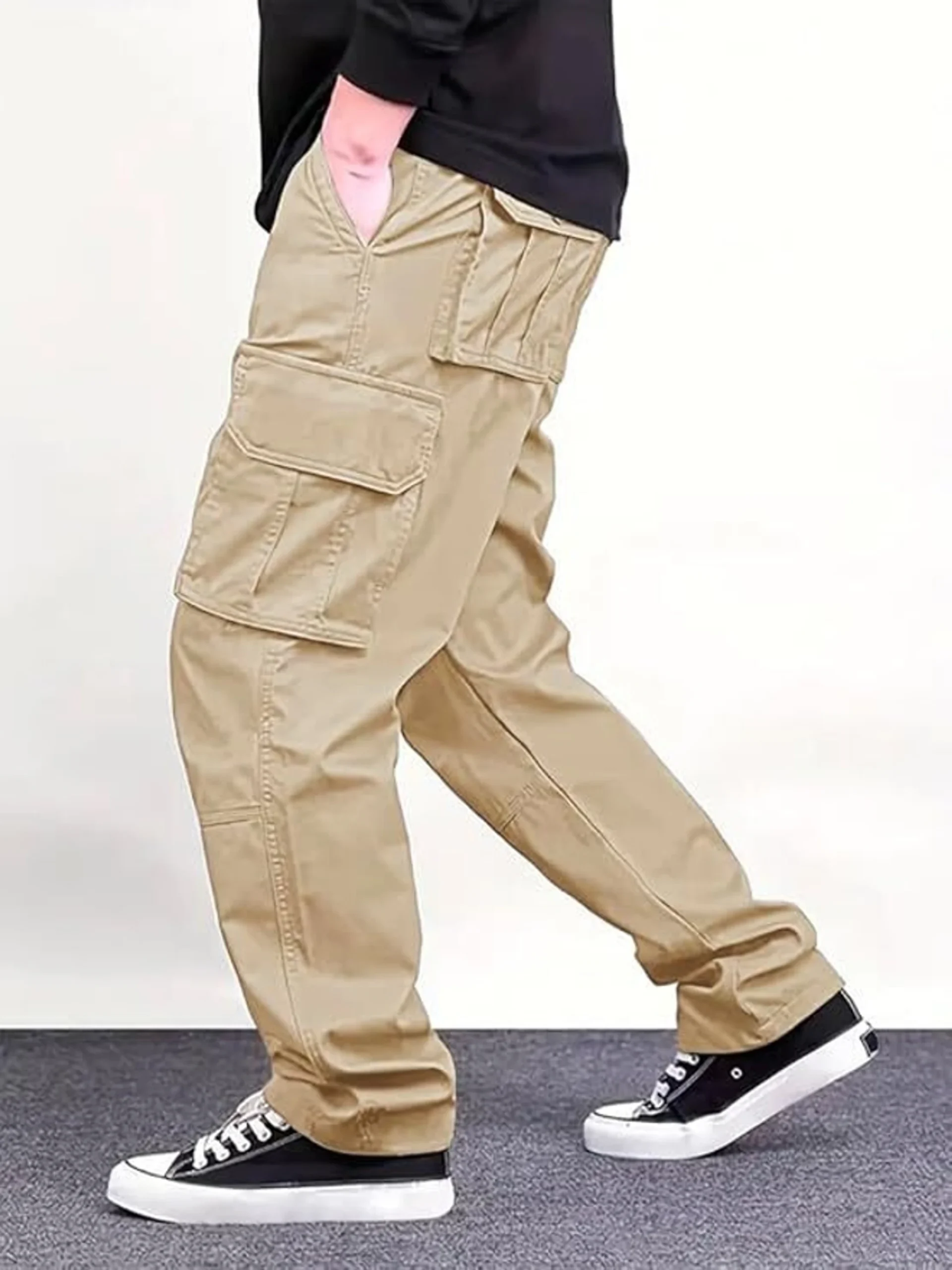 khaki solid baggy fit stylish corduroy cargo pant khaki solid baggy fit stylish corduroy cargo pant