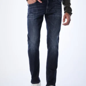 dk blue 5 pocket mid rise slim fit jeans