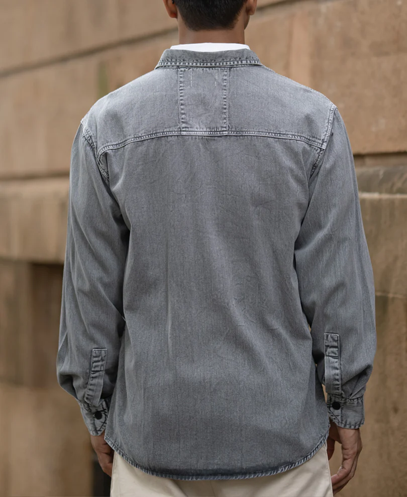 grey denim shirt with pockets grey denim shirt with pockets