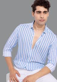 sky blue cotton stripe shirt sky blue cotton stripe shirt