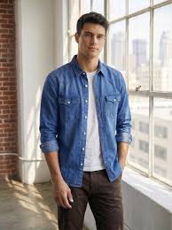 snap button double pocket denim shirts – rugged & modern everyday style