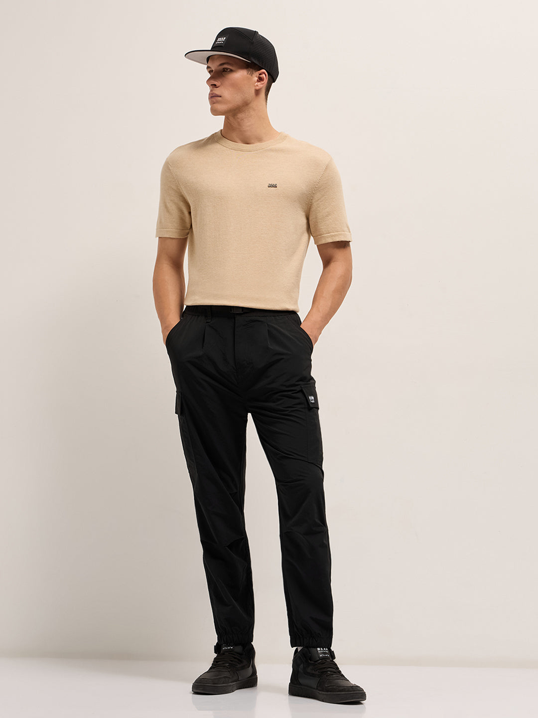 black nylon relaxed fit cargo pants with utility pockets black nylon relaxed fit cargo pants with utility pockets