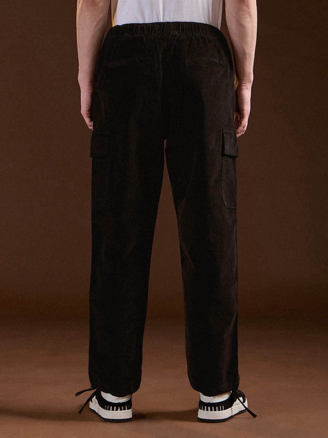 black solid baggy fit stylish corduroy cargo pant black solid baggy fit stylish corduroy cargo pant