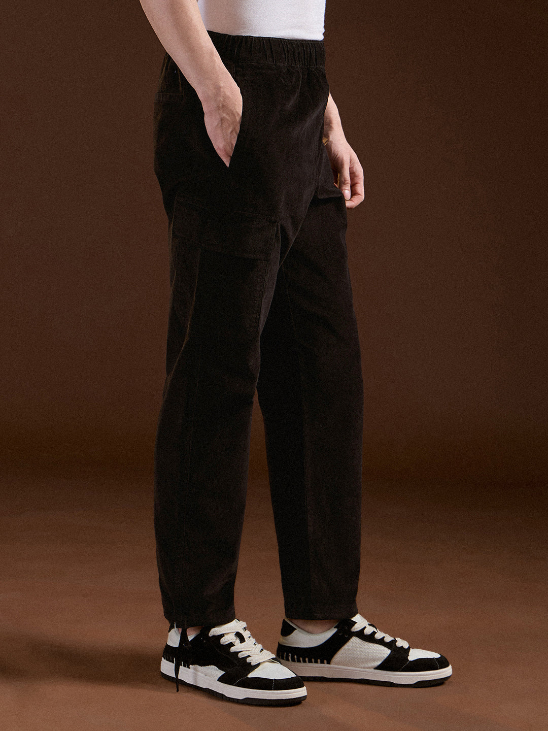 black solid baggy fit stylish corduroy cargo pant black solid baggy fit stylish corduroy cargo pant