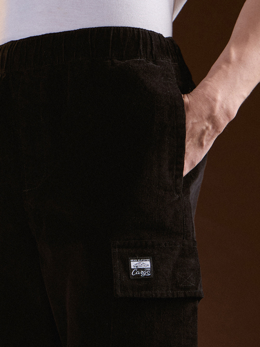 black solid baggy fit stylish corduroy cargo pant black solid baggy fit stylish corduroy cargo pant