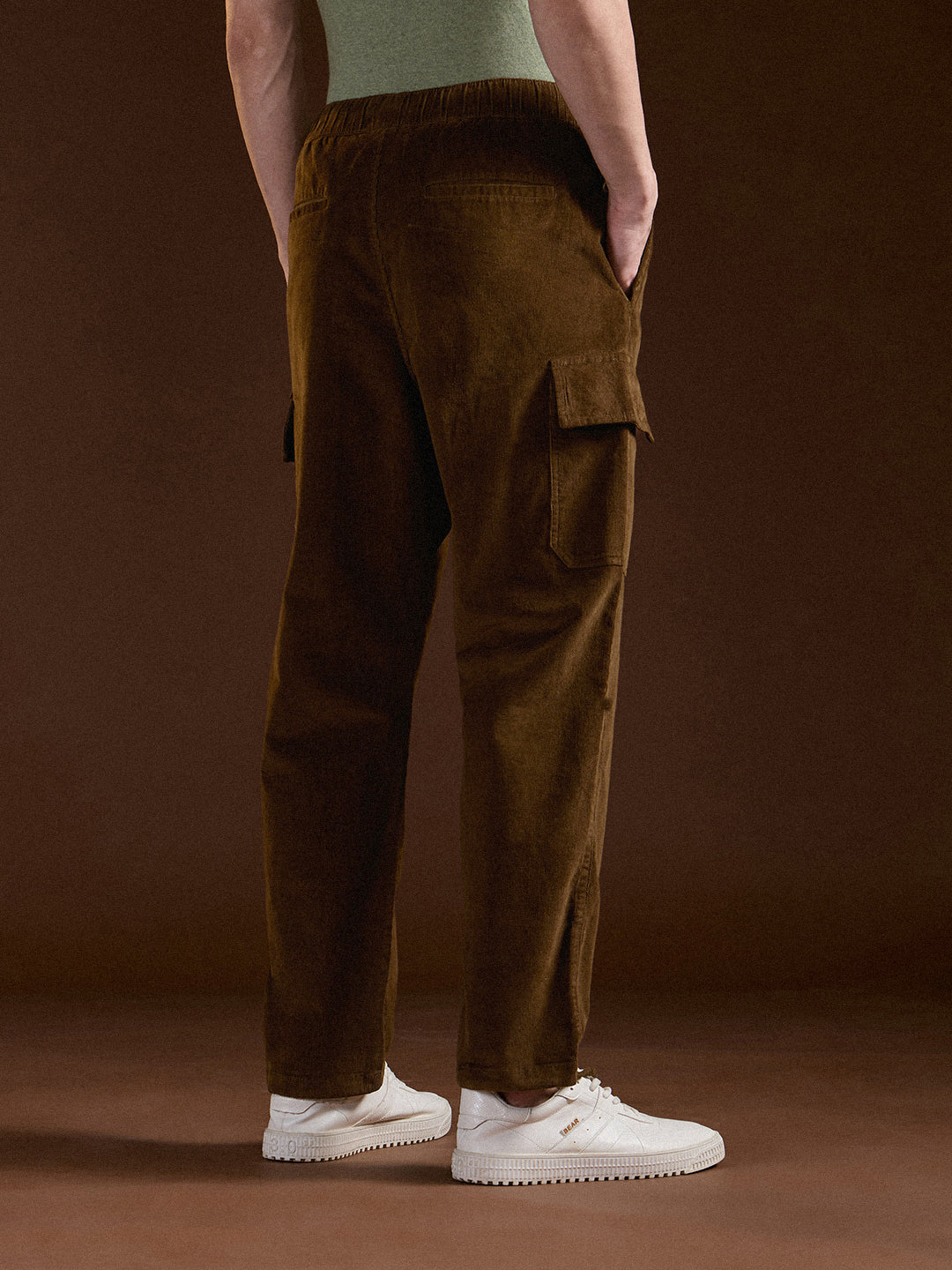 brown solid baggy fit stylish corduroy cargo pant brown solid baggy fit stylish corduroy cargo pant