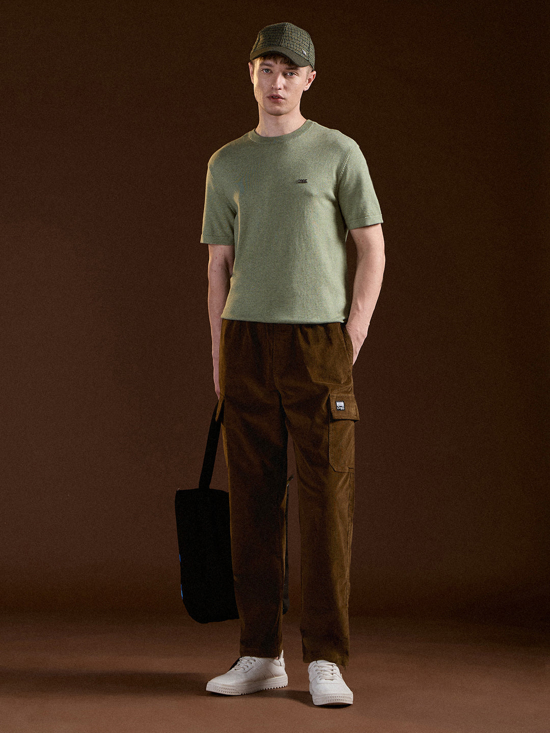 brown solid baggy fit stylish corduroy cargo pant brown solid baggy fit stylish corduroy cargo pant