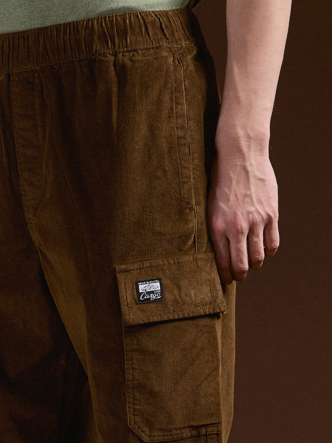 brown solid baggy fit stylish corduroy cargo pant brown solid baggy fit stylish corduroy cargo pant