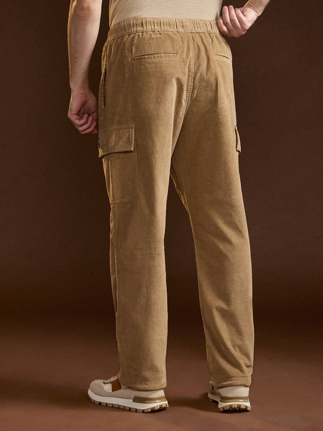 brown solid baggy fit stylish corduroy cargo pant brown solid baggy fit stylish corduroy cargo pant