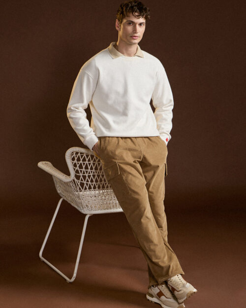 brown solid baggy fit stylish corduroy cargo pant